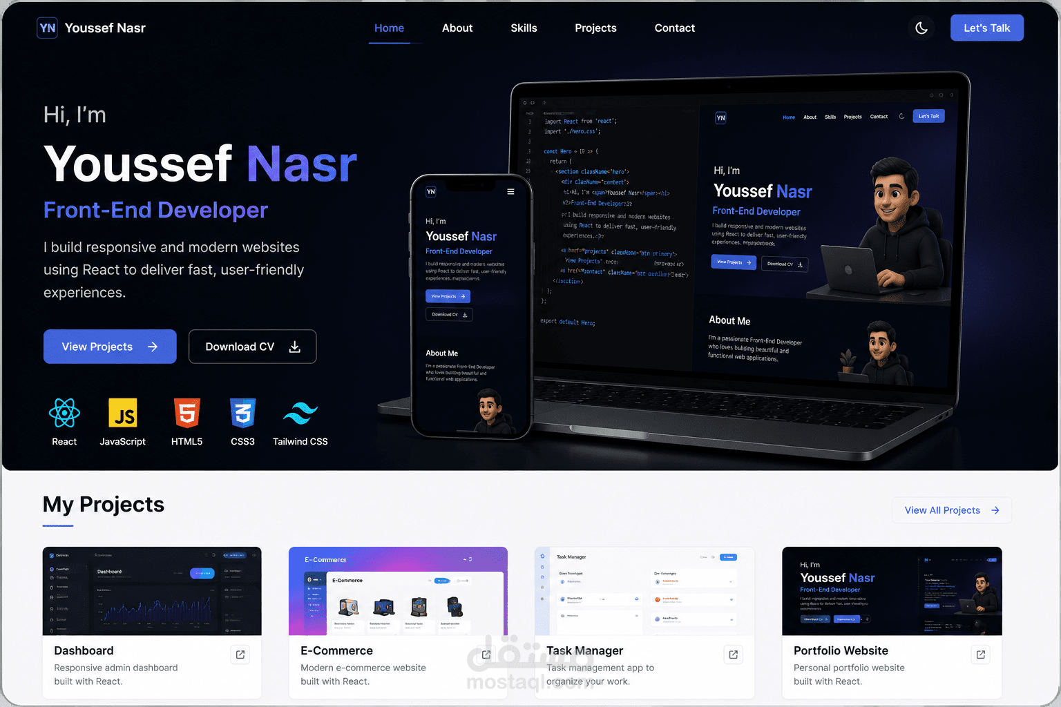 موقع Portfolio شخصي باستخدام React