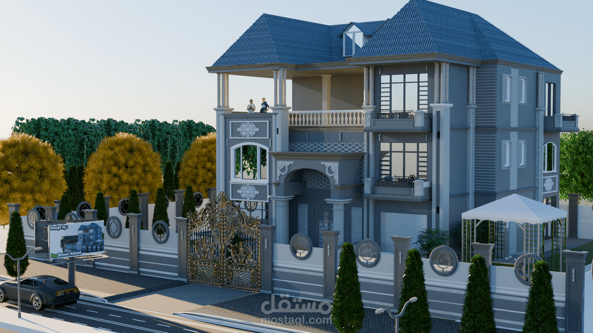 تصميم واجهة معمارية خارجية لمنزل بالمملكة العربية السعودية