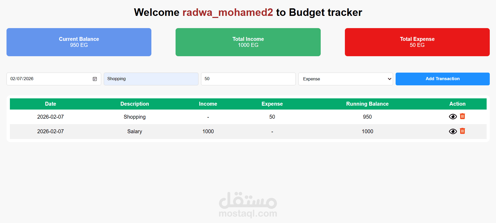 Simple Budget Tracker