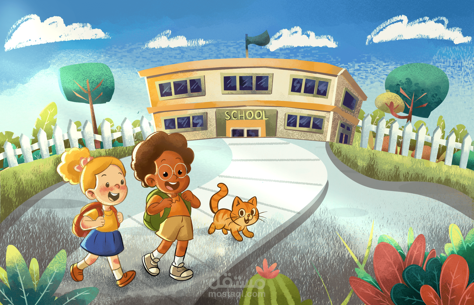 مشهد لقصة اطفال بمناسبة حلول المدارس