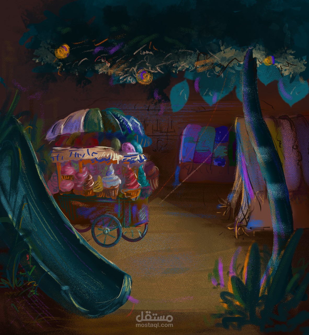 شارع الآيس كريم- رسم رقمي