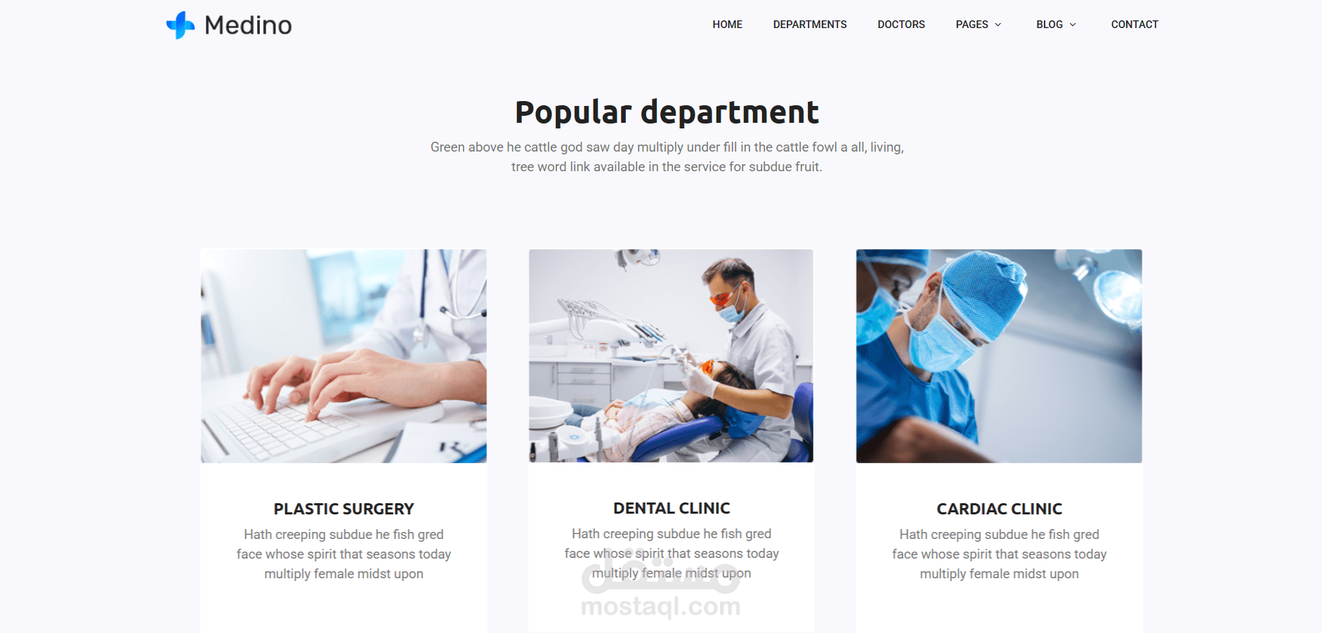 تصميم موقع طبي باستخدام HTML, CSS, JavaScript و Bootstrap