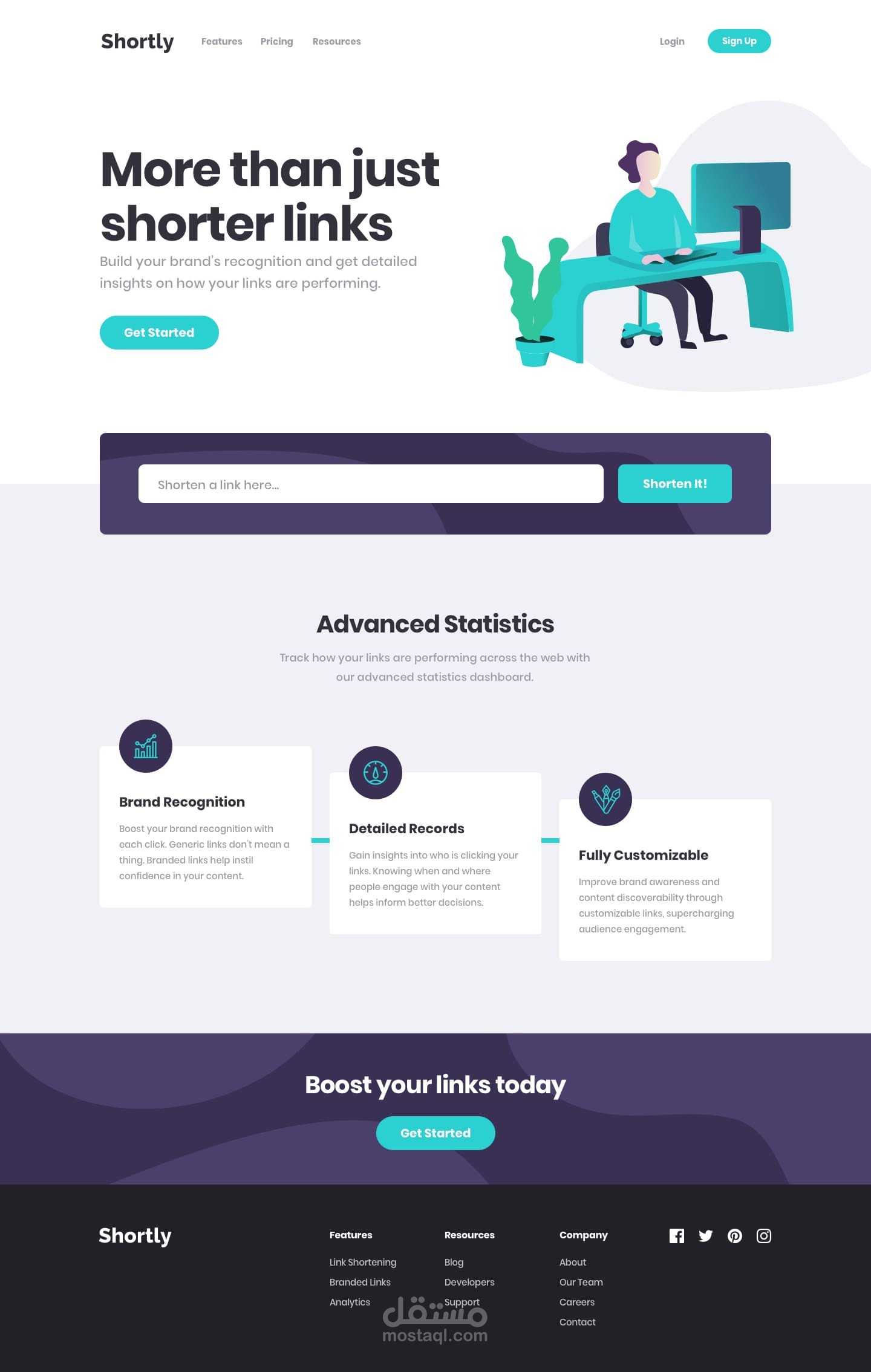 URL Shortening responsive landing page
