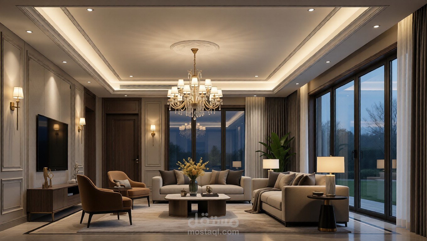 تصميم الأعمال الكهربائية والفرش لفيلا سكنية – الكويت