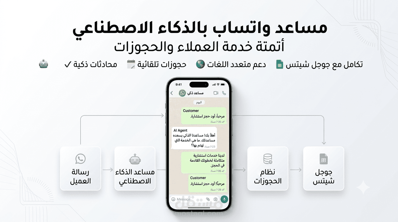 مساعد واتساب ذكي لحجز الاستشارات وإدارة العملاء باستخدام AI Agent