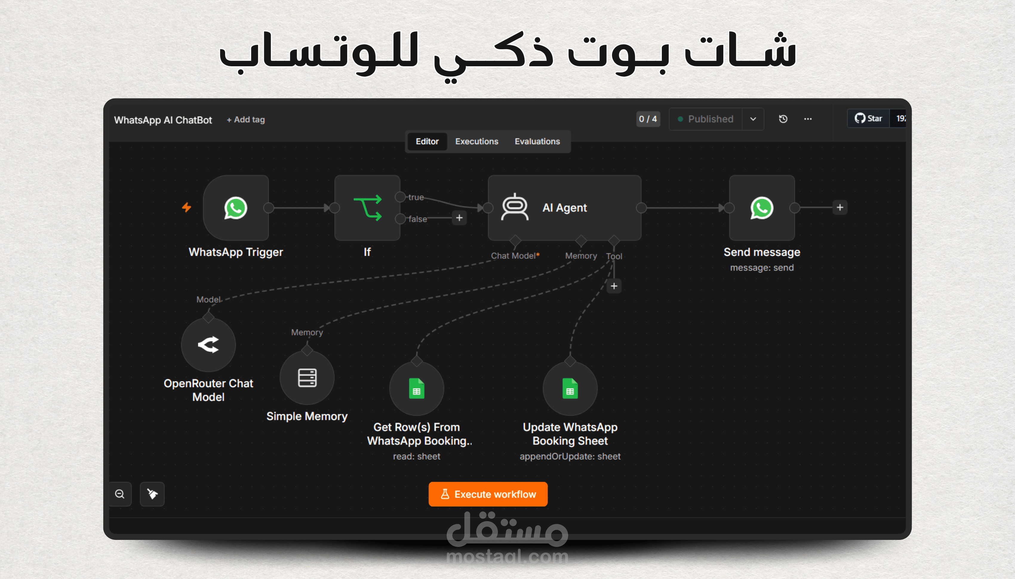 مساعد واتساب ذكي لحجز الاستشارات وإدارة العملاء باستخدام AI Agent