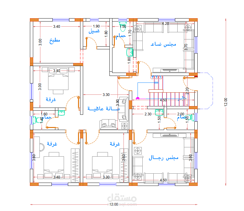 مخطط معماري لعميل بمساحة ارض صغيرة