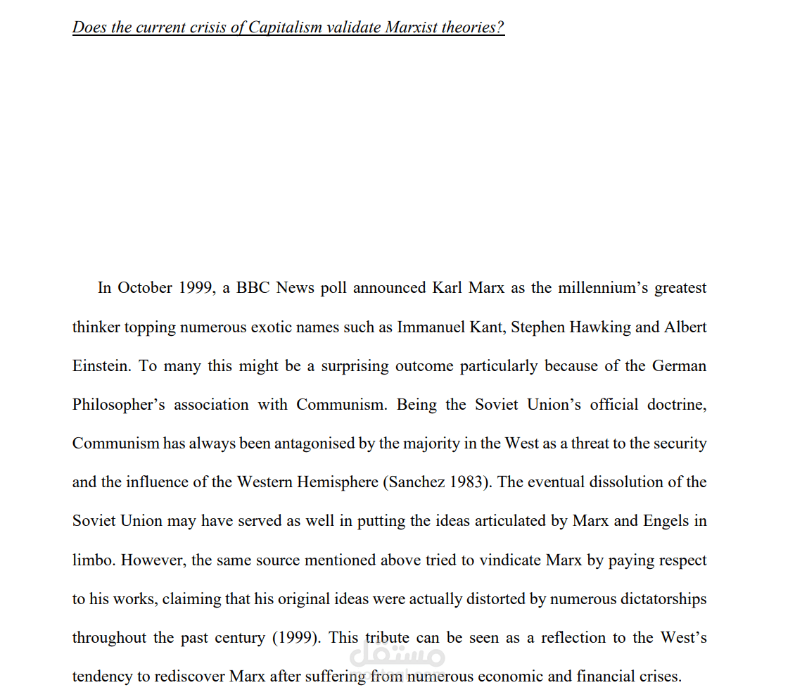 ?Does the current crisis of Capitalism validate Marxist theories
