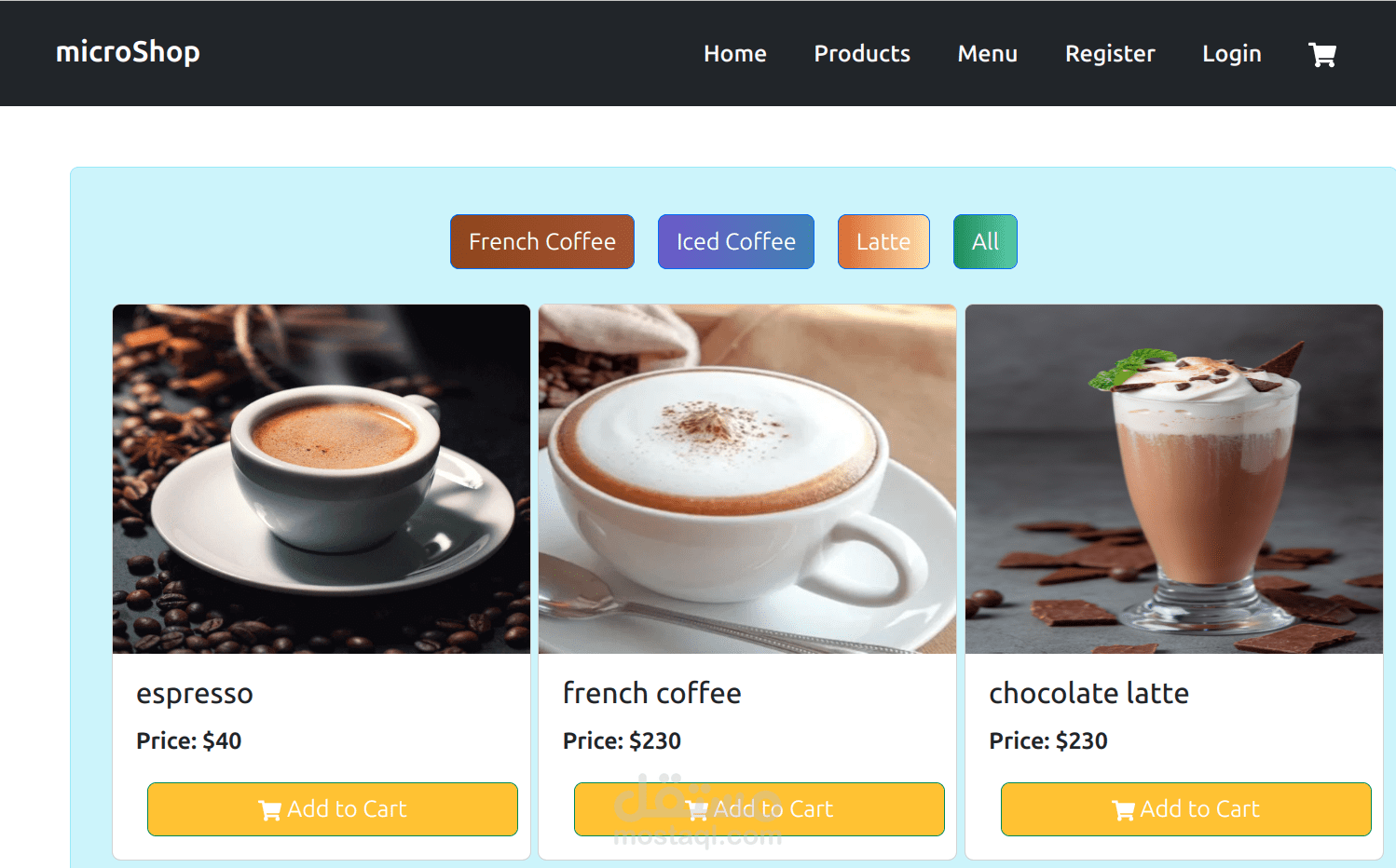 micro shop react app
