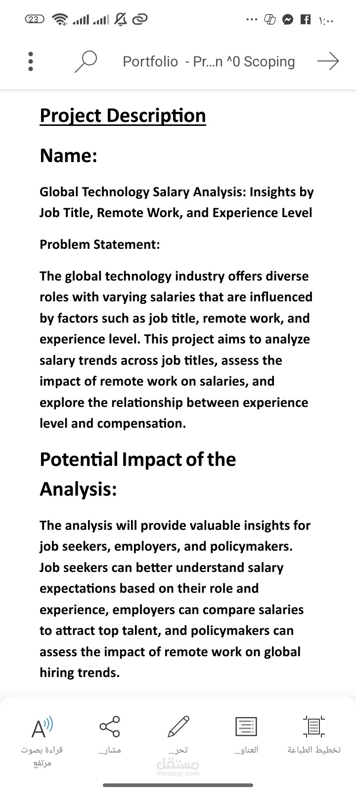 Project description and business problem solutions