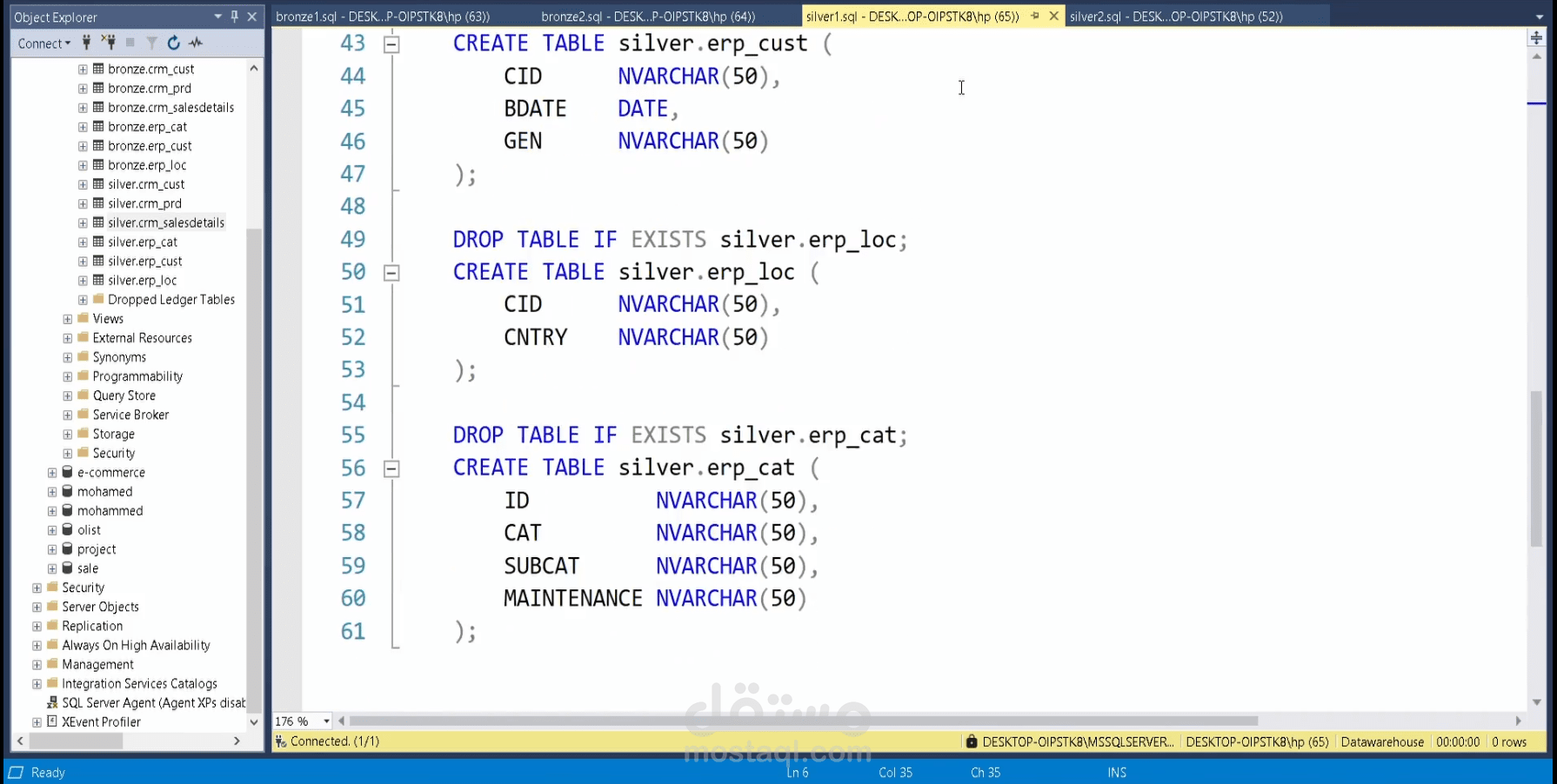 Building a data warehouse (SQL)