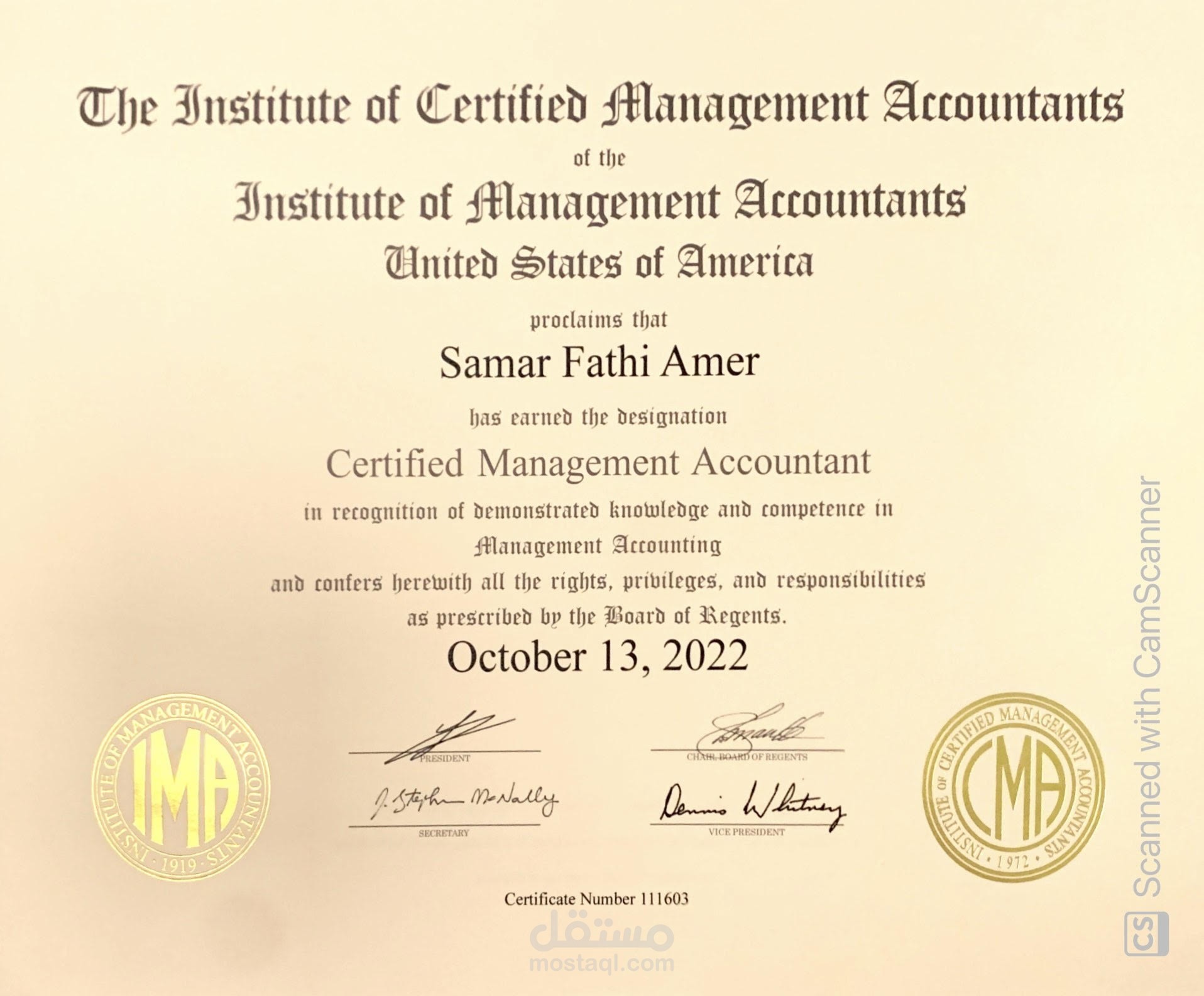 certefied managment accountant