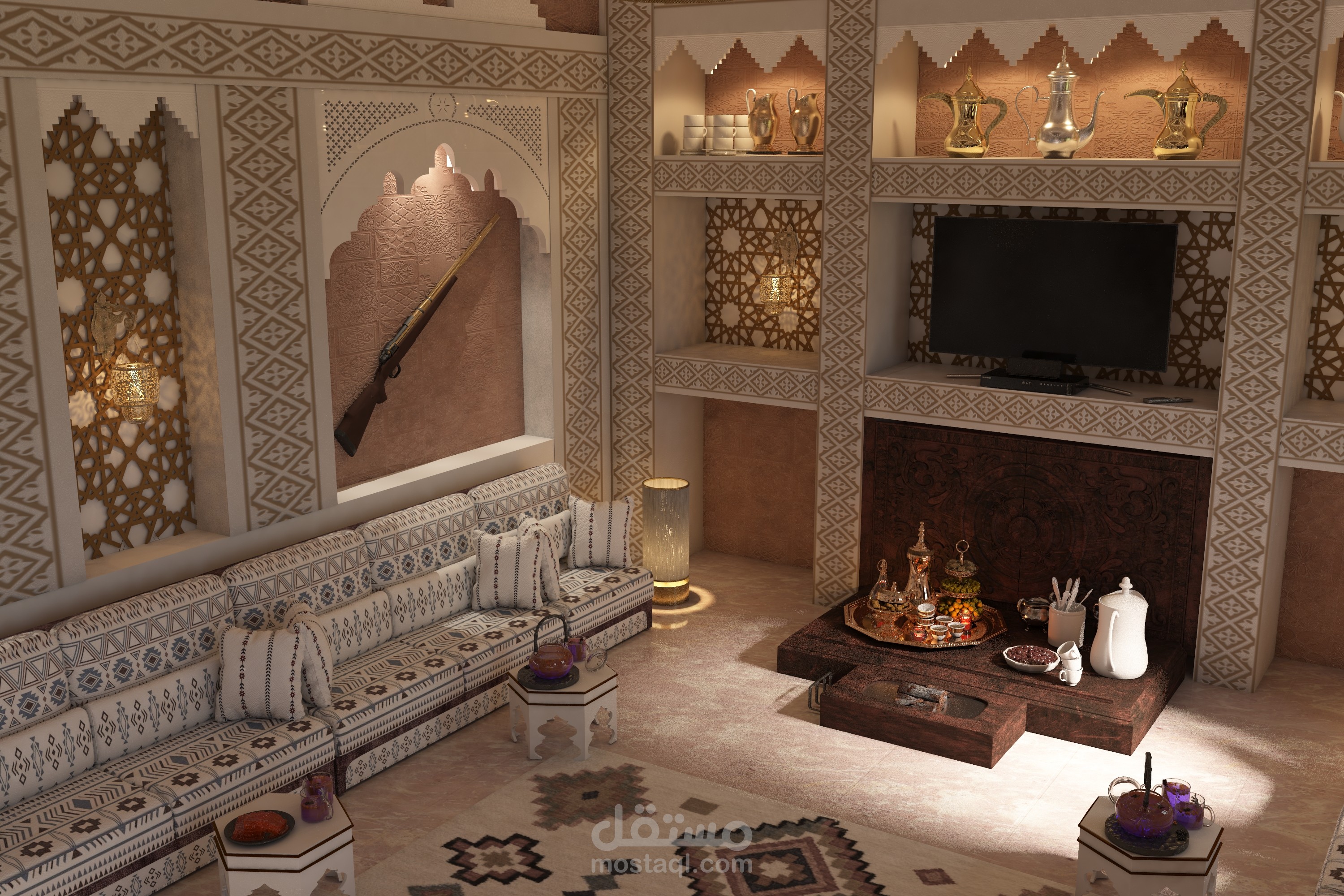 تصميم داخلي لمجلس تراثي