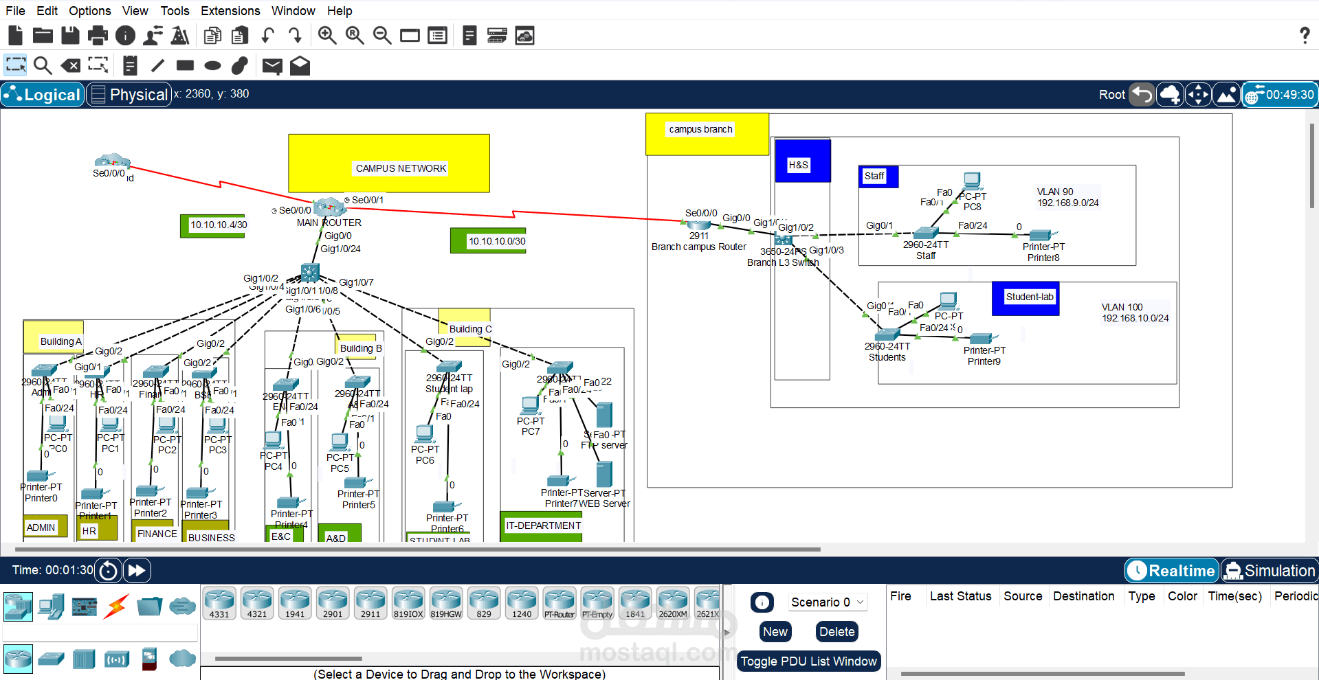 cisco packet tracer project applying what i have learnt in CCNA