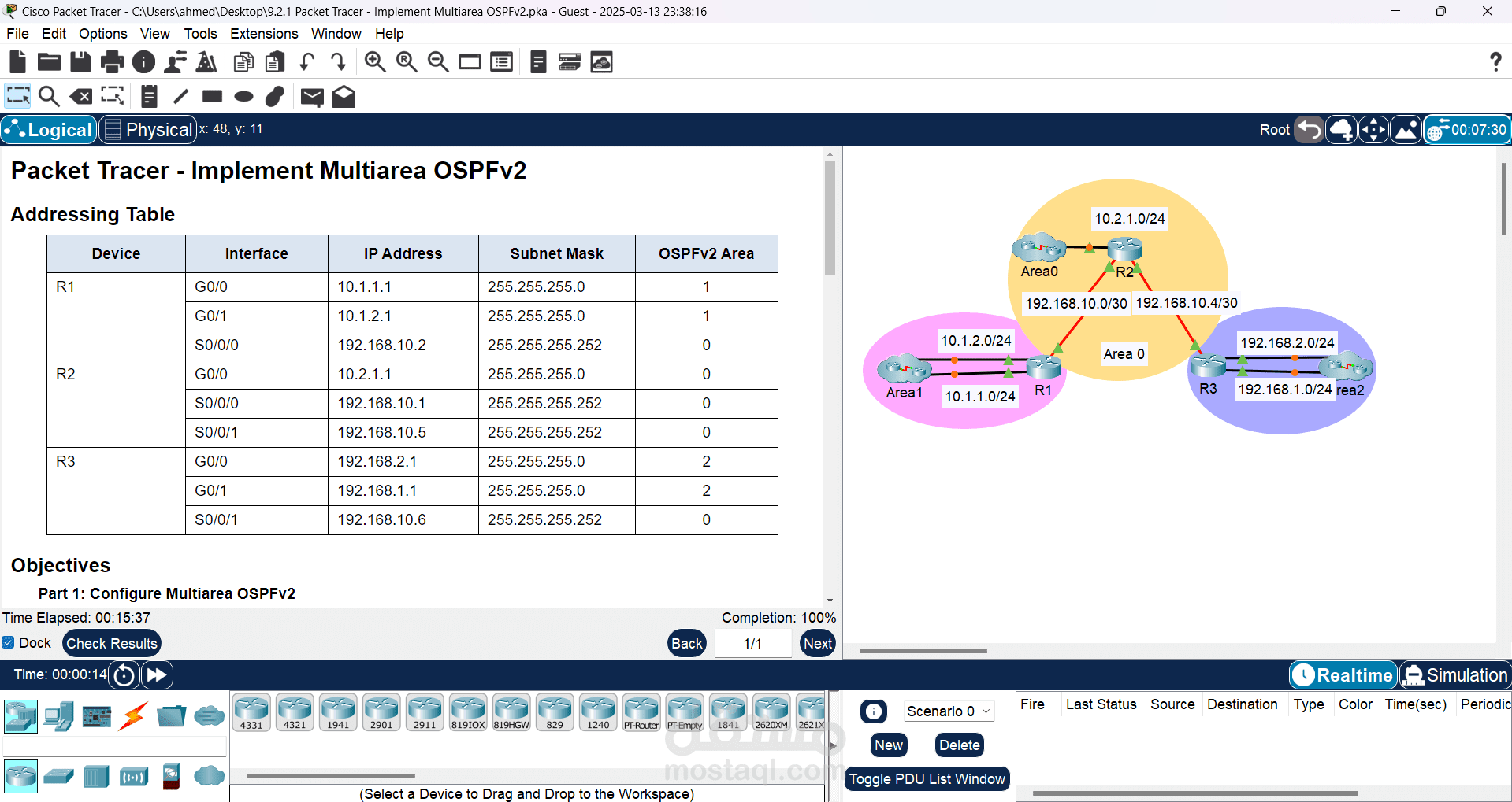 applying multiarea ospf from CCNP course