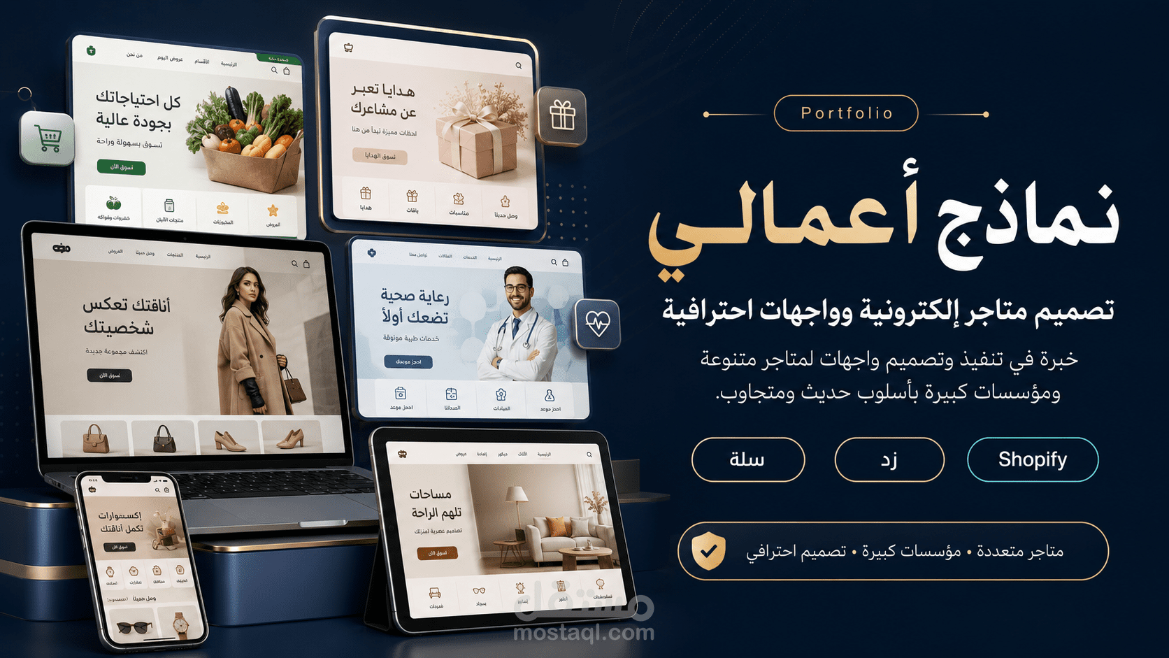تصميم و تطبيق متاجر إلكترونية احترافية لمنصات سلة و زد و Shopify و Wordpress و غيرهم