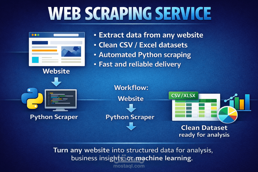 تنفيذ مشاريع Web Scraping وجمع البيانات من المواقع