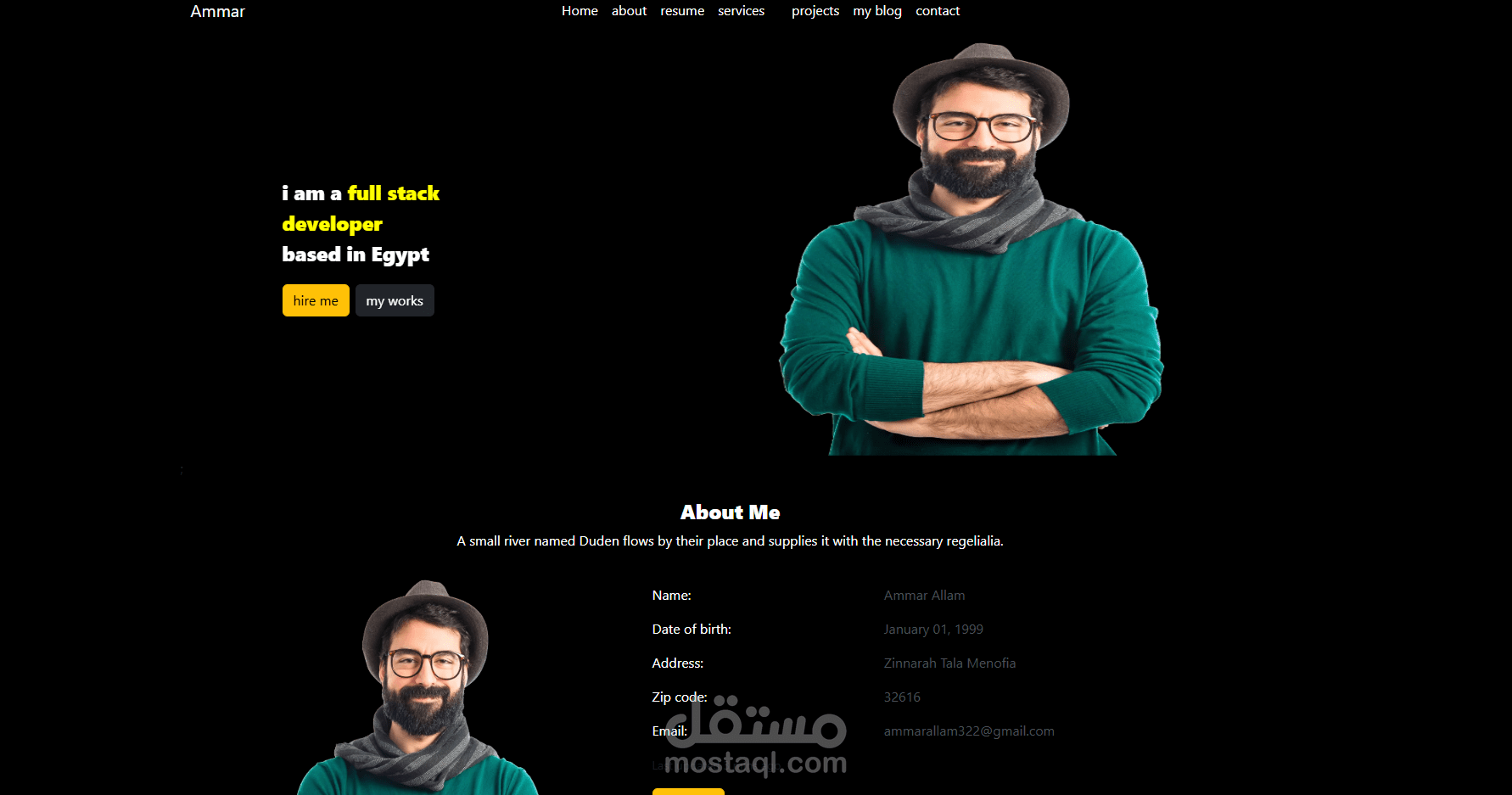 موقع شخصى - بورتفوليو احترافى