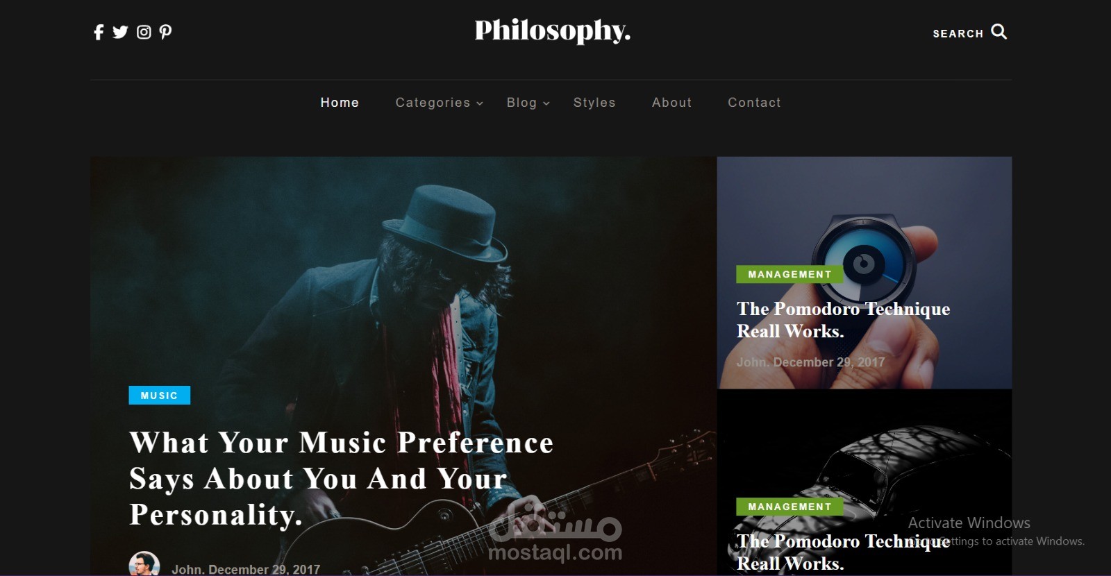 قالب "Philosophy" - تصميم مدونة أنيق وعصري