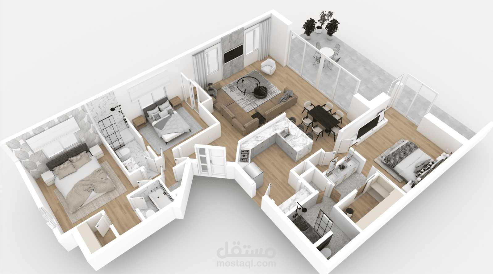 مخططات ثلاثية الابعاد لشقق مجمع سكني