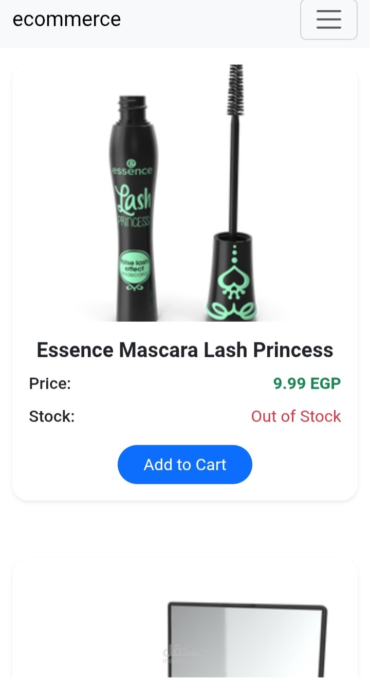 E commerce front end website