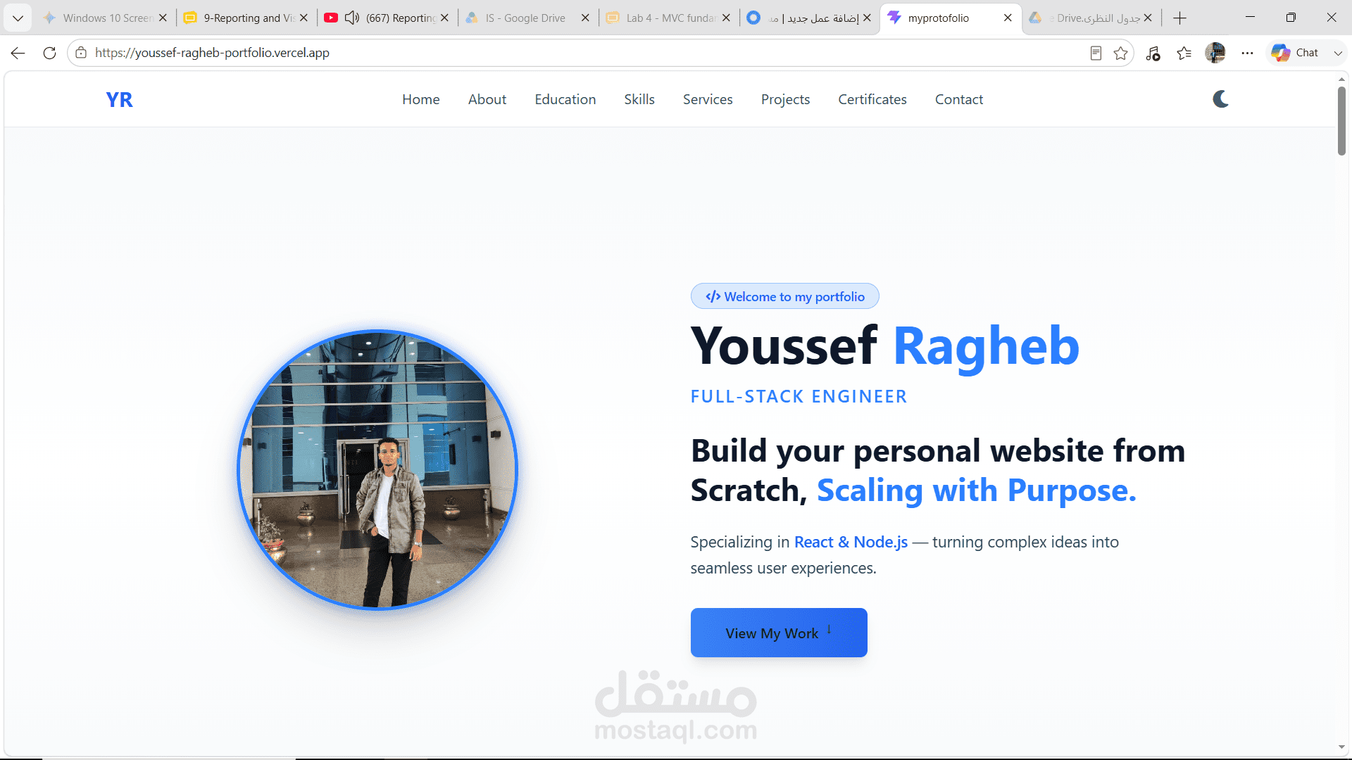 تصميم وتطوير موقع شخصي (Portfolio) متكامل لعرض اعمالك و نبذة عنك و عن مشروعاتك و طرق التواصل معك الي اخره..