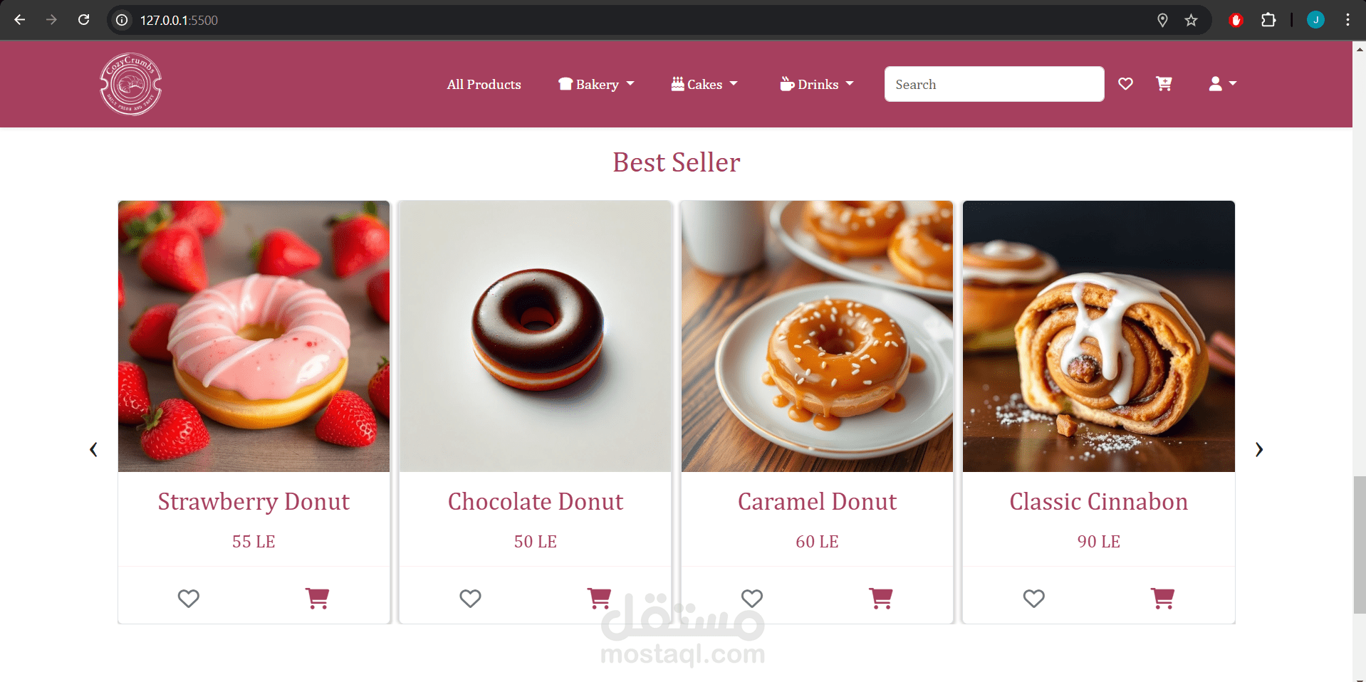 تطوير موقع E-commerce متكامل لعرض المنتجات وإدارة الطلبات