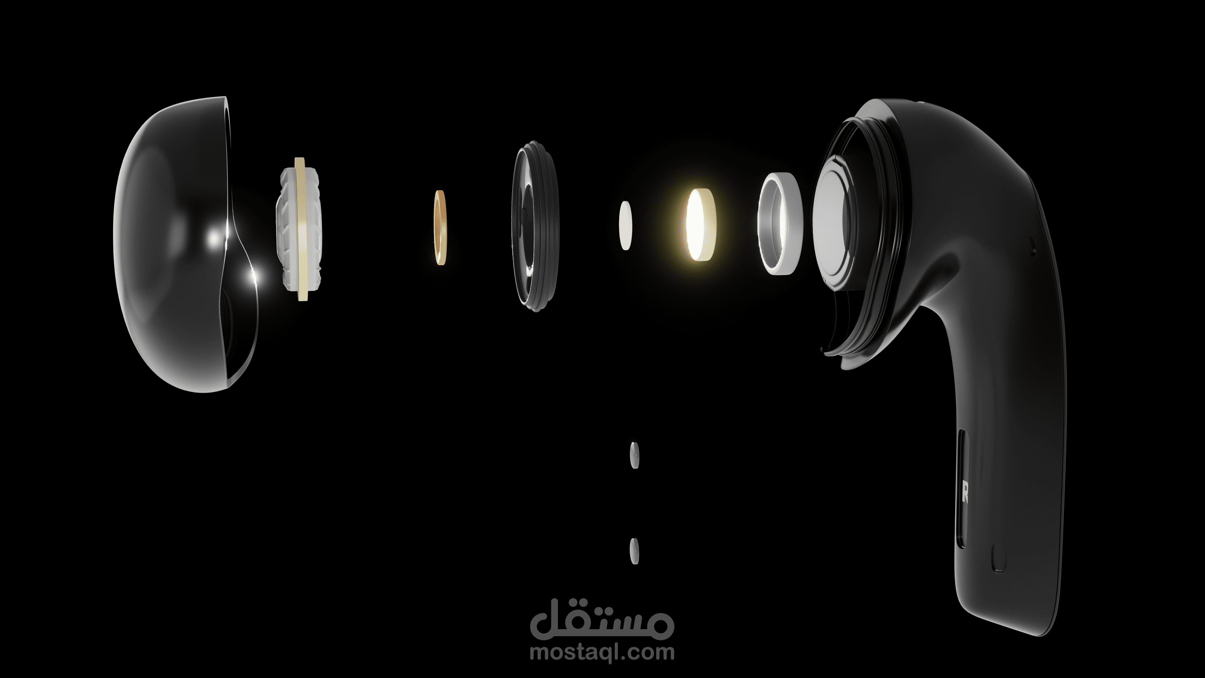 تحريك سماعات الأذن – تصور ثلاثي الأبعاد فاخر