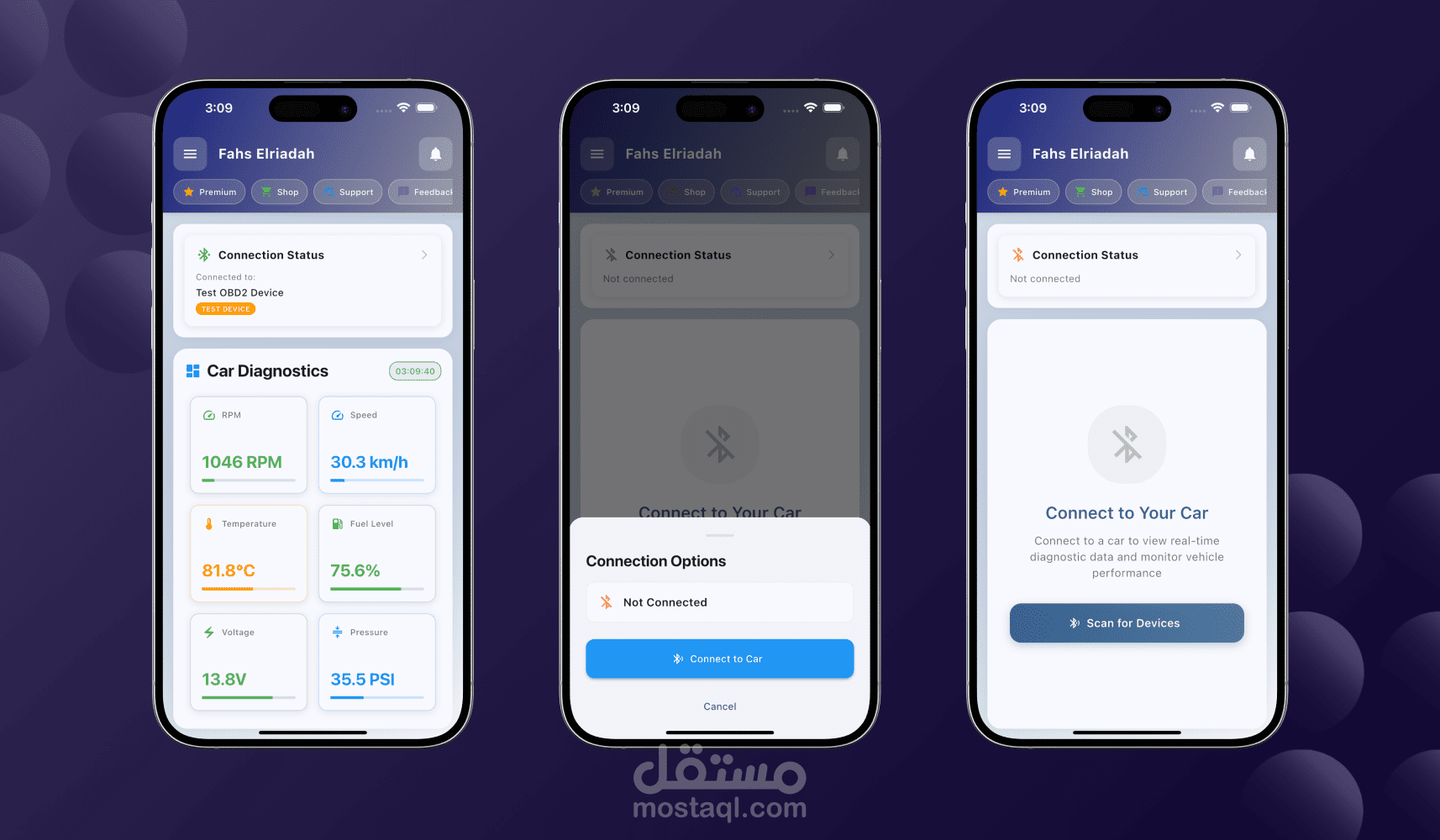 تطبيق Fahs Elriadah - فحص أعطال السيارات باستخدام OBD