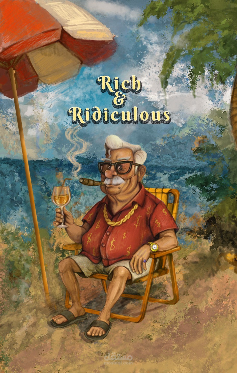 تصميم شخصية كرتونية وبوستر  – Rich & Ridiculous