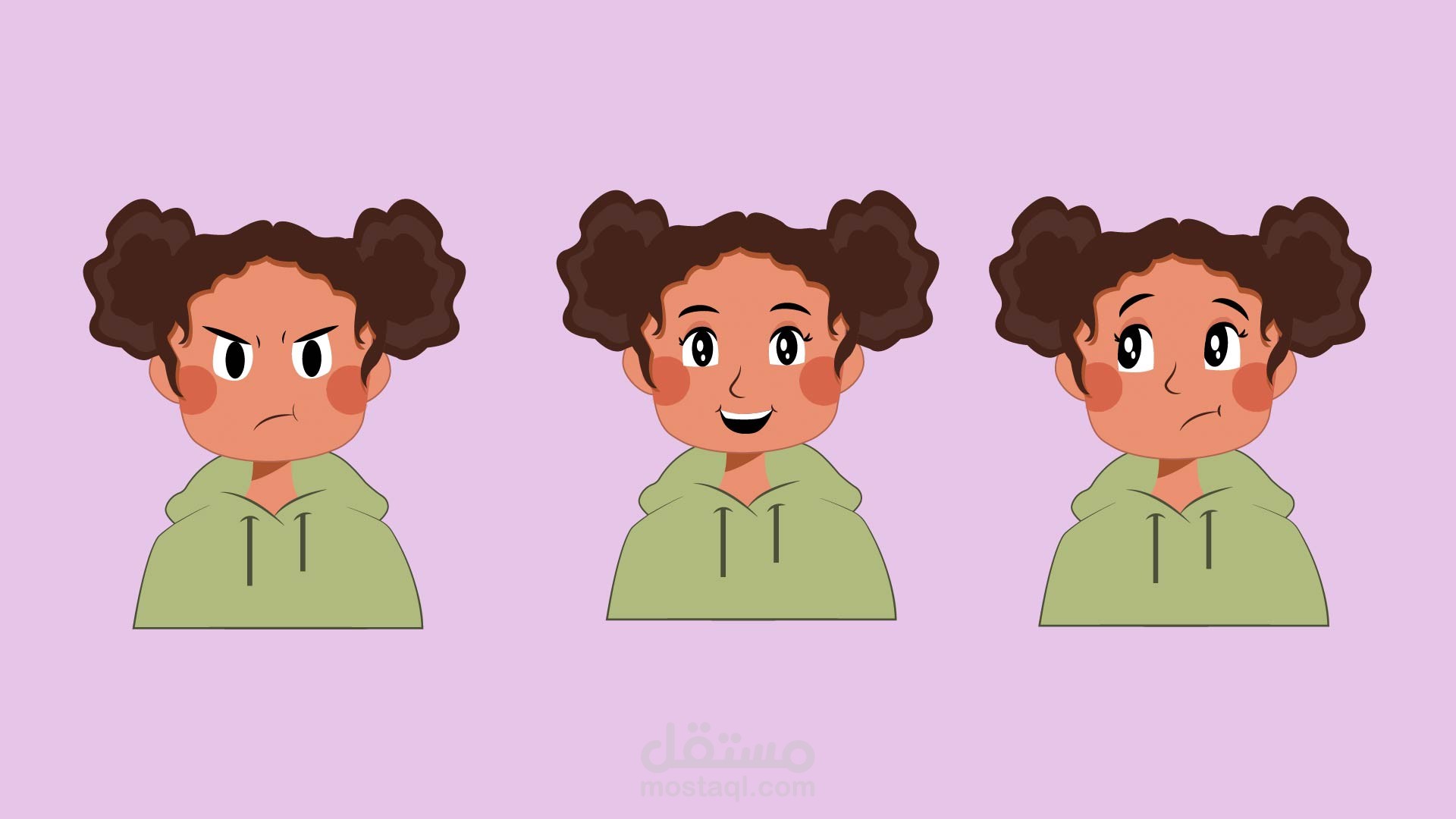 تصميم شخصية Vector بتعابير وجه مختلفة