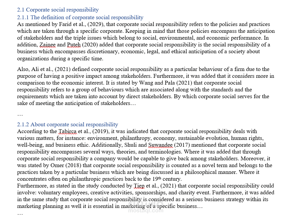 مثال على الإطار النظري (Theoretical Framework)