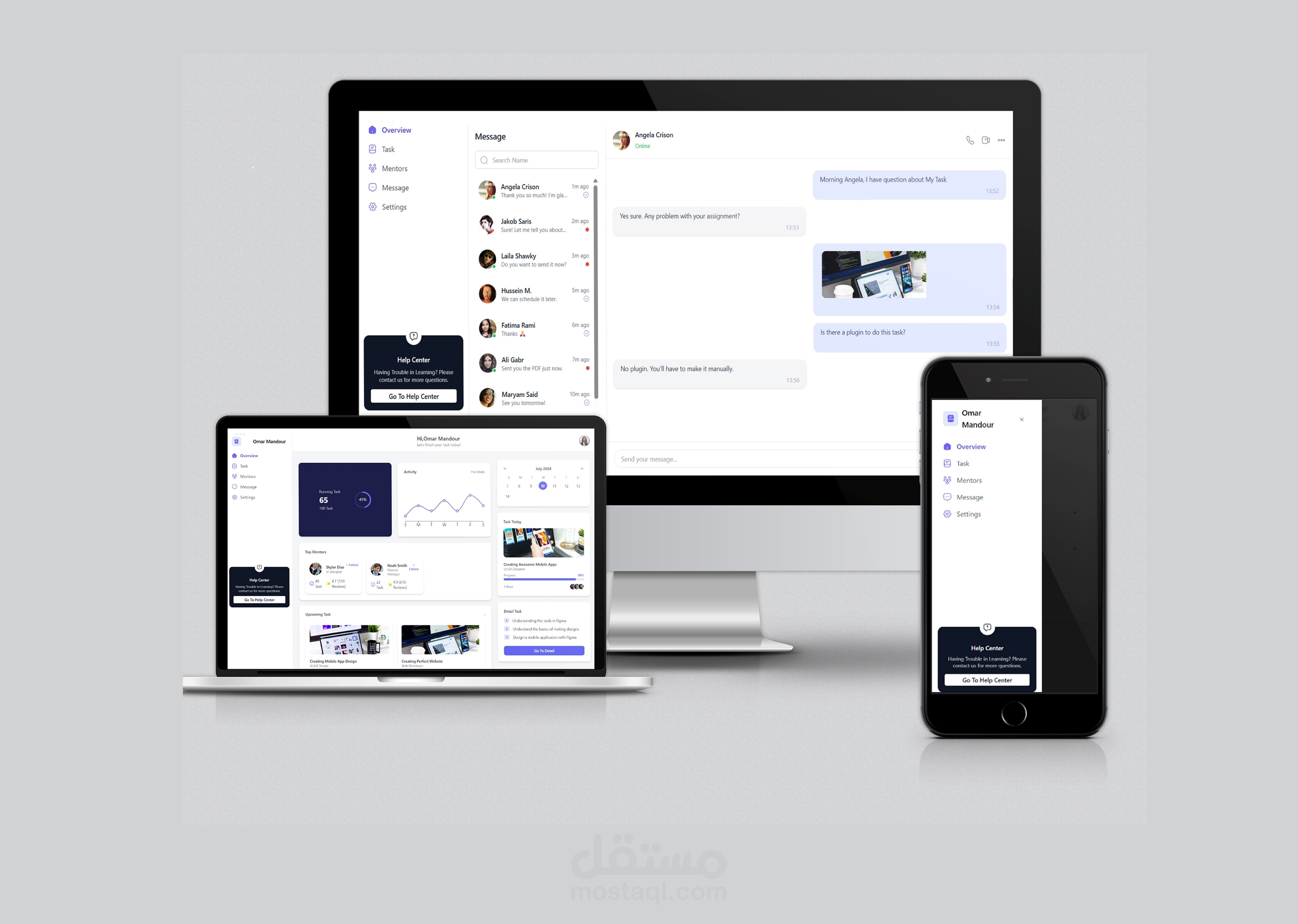 Dashboard تفاعلي احترافي – ReactJS + Tailwind CSS