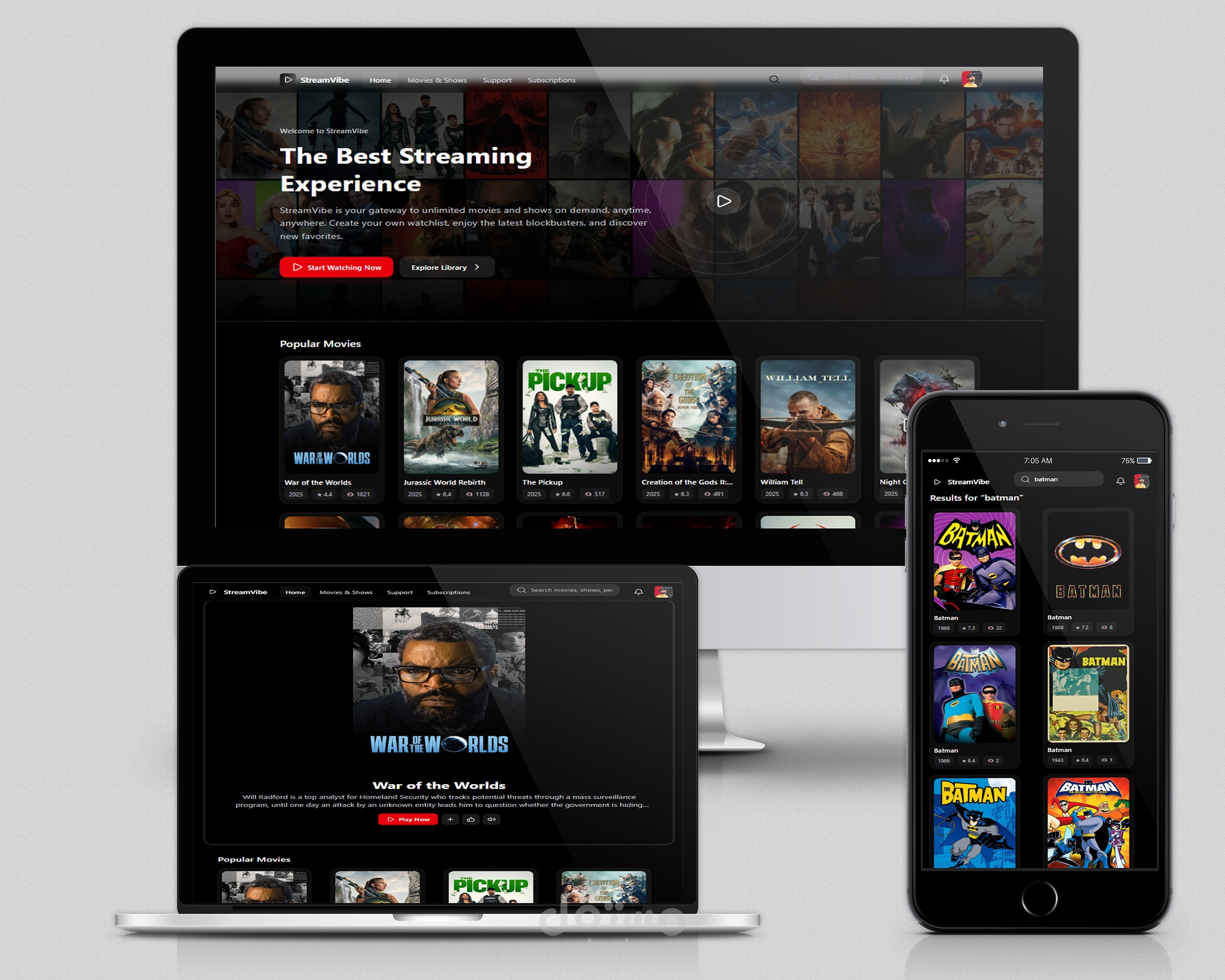 تطبيق أفلام تفاعلي – ReactJS + Tailwind CSS + API Integration