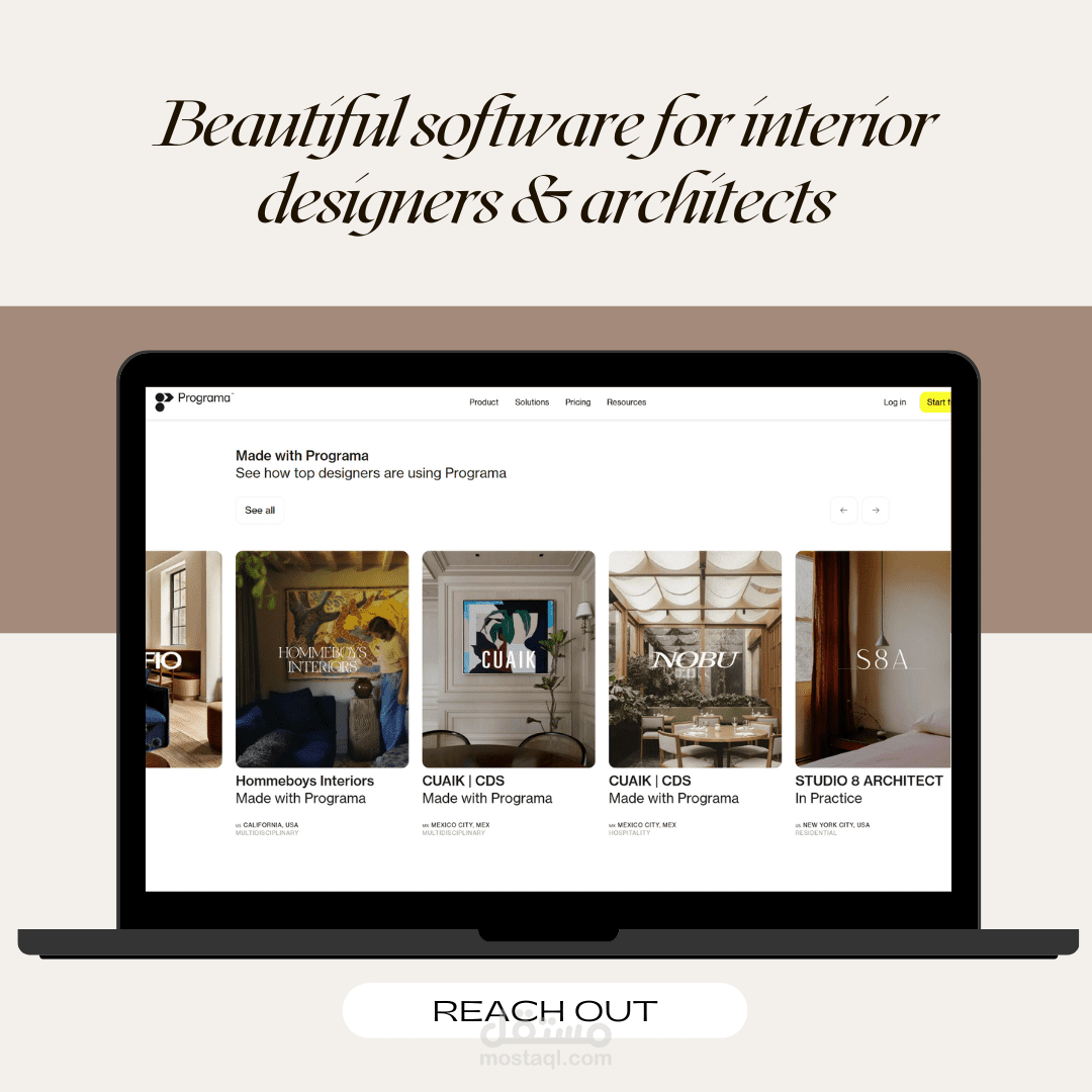 Programa - الحل الذكي لإدارة وتوثيق مشاريع التصميم الداخلي VUE / TailwindCSS