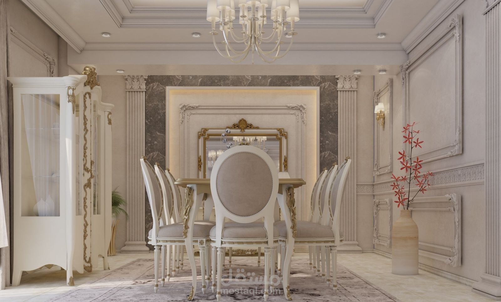 تصميم ديكور داخلي كلاسيك لفراغ صالون