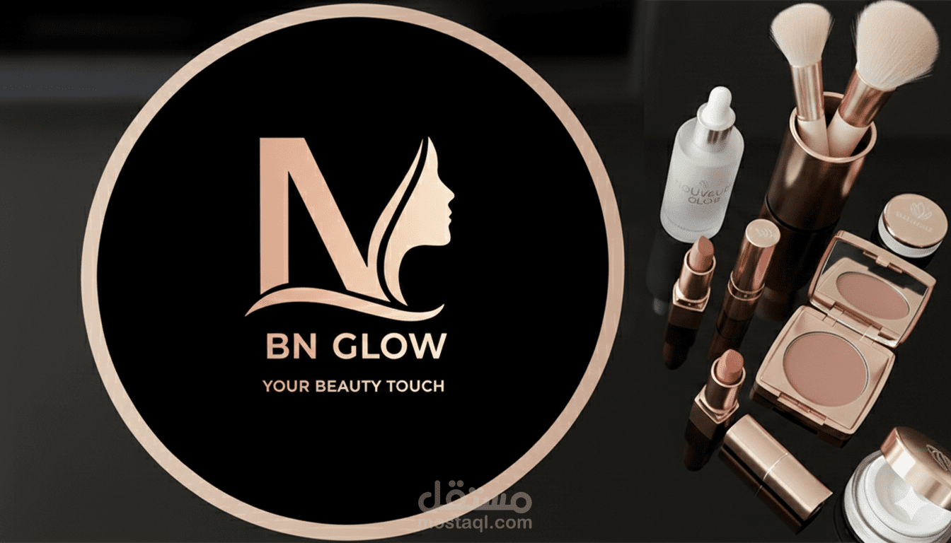 تصميم هوية بصرية فاخرة لعلامة تجميل تعزز الإشراقة والثقة وتجذب العميلة من أول نظرة | BN GLOW