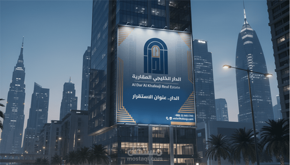 تصميم هوية بصرية لشركة الدار الخليجي للتطوير العقاري تعكس القوة الاستثمارية والهوية الخليجية العصرية