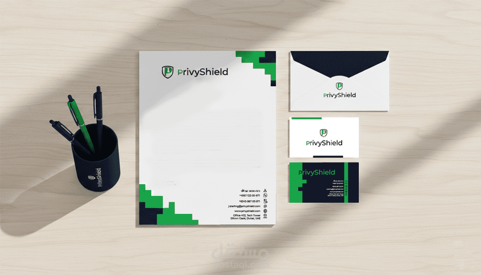 تصميم هوية بصرية احترافية لبراند أمن سيبراني تعزز الثقة والقوة التقنية | PrivyShield