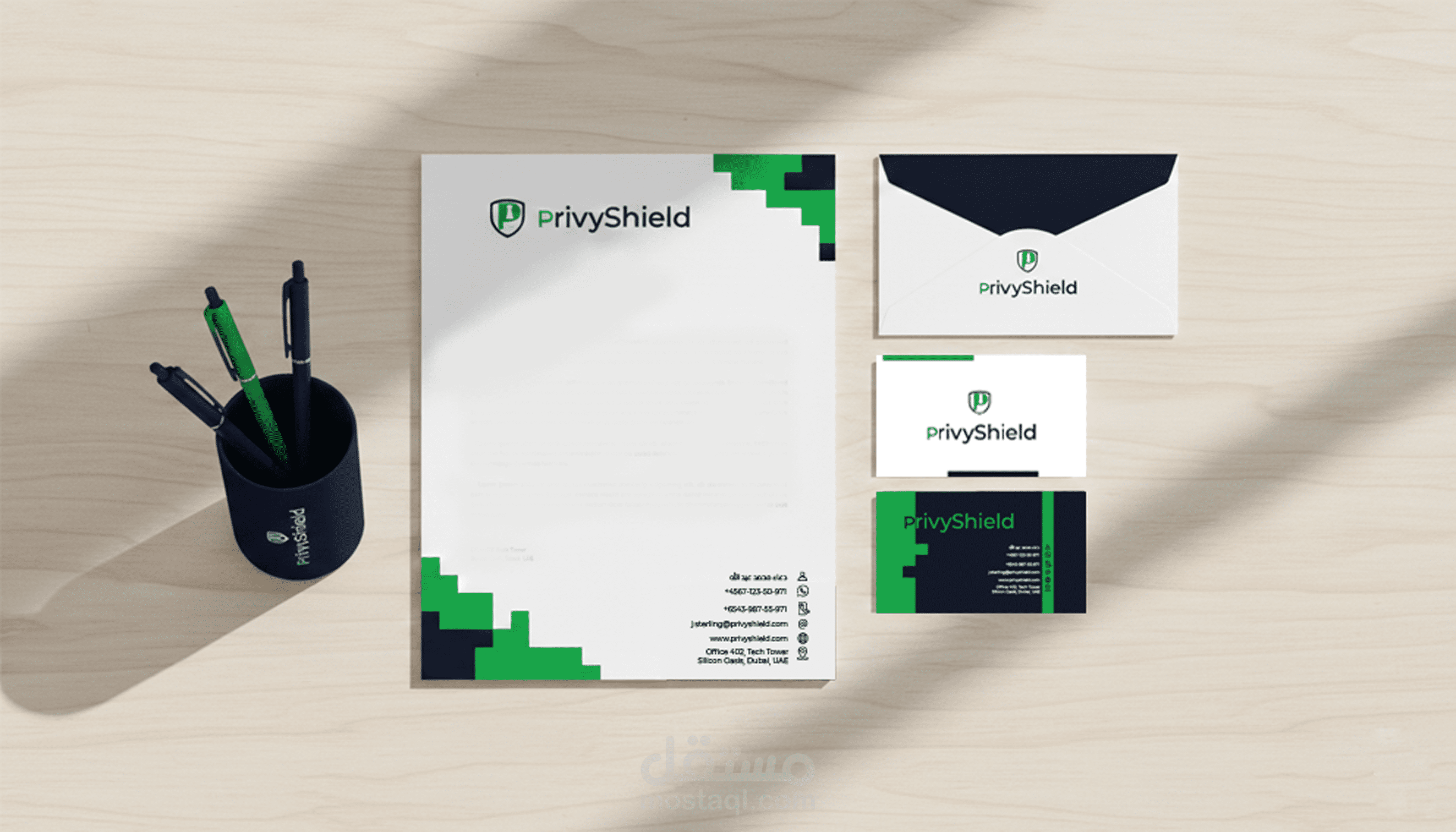 تصميم هوية بصرية احترافية لبراند أمن سيبراني تعزز الثقة والقوة التقنية | PrivyShield