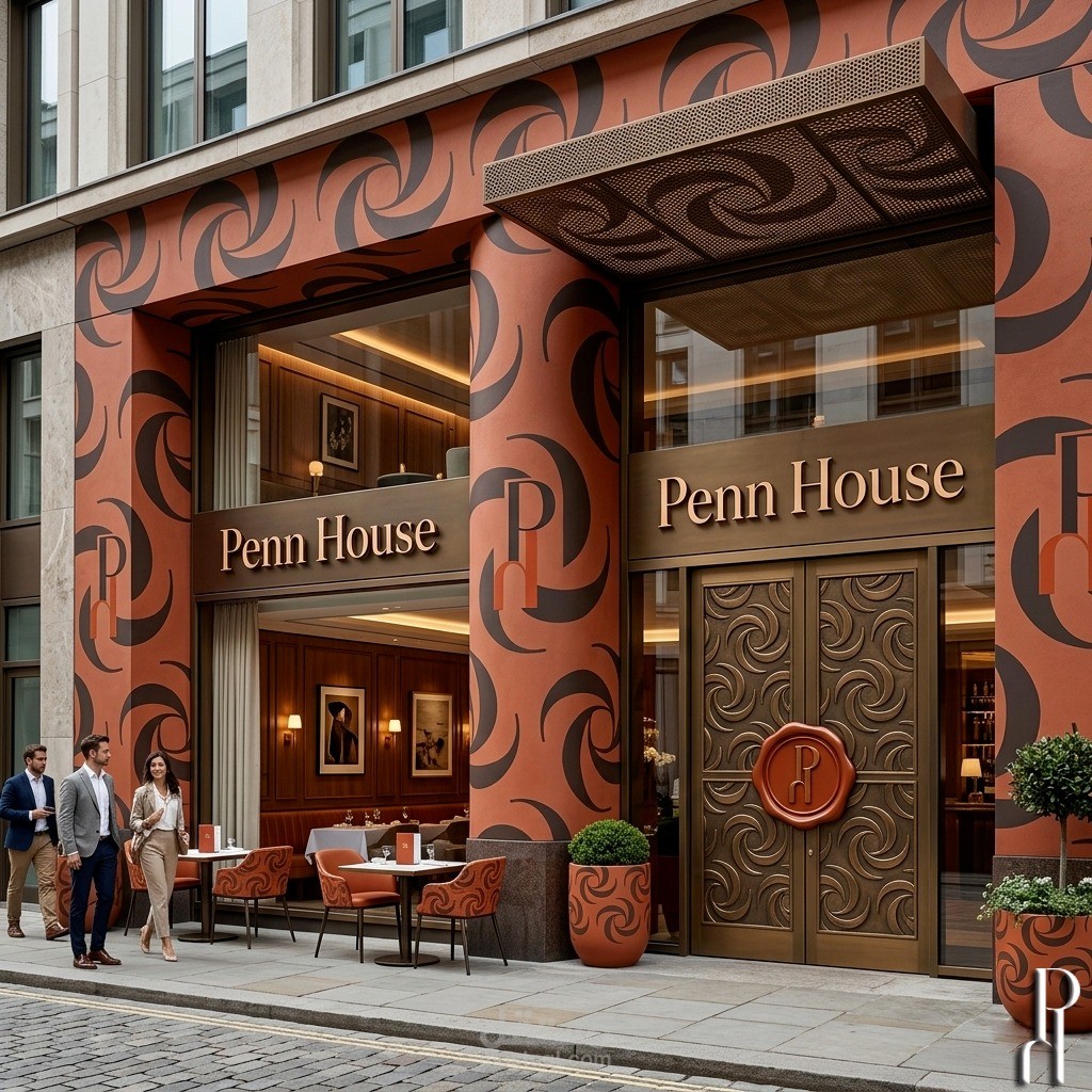 هوية بصرية فاخرة لمطعم Penn House | تصميم متكامل