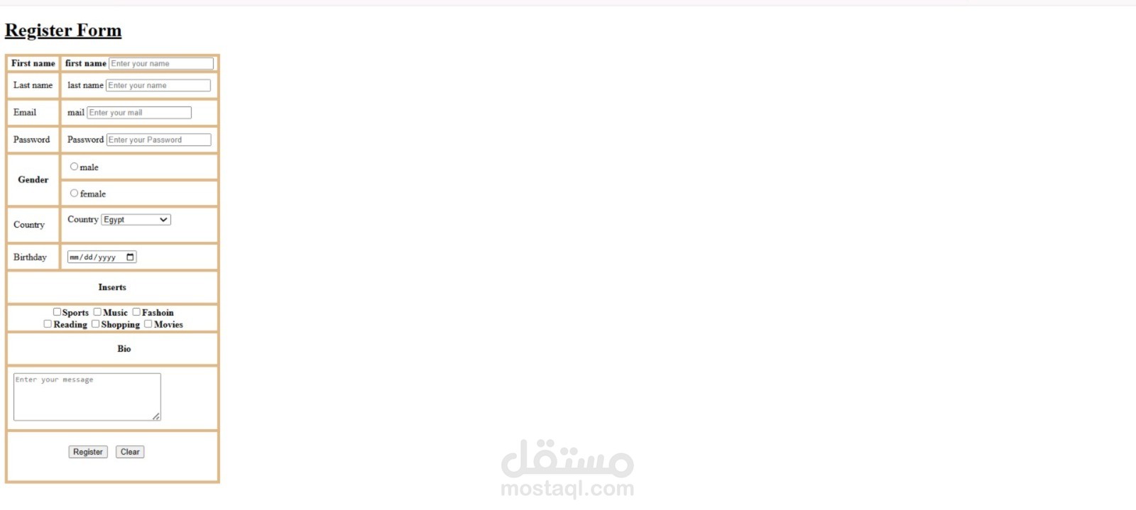 تصميم وتطوير نموذج تسجيل احترافي بـ HTML و CSS