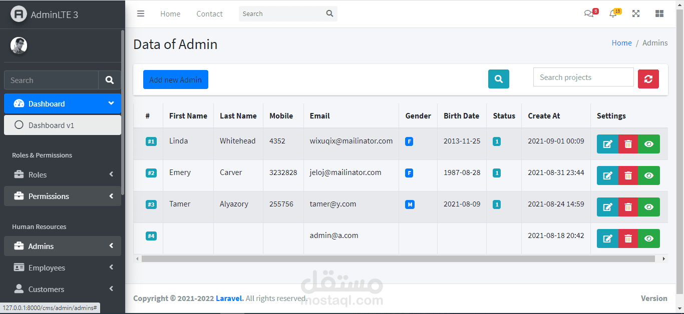 لوحة تحكم لإدارة المهام