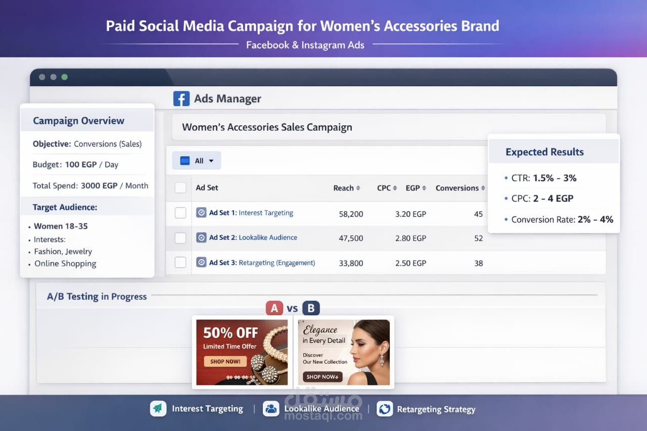 Paid Social Media Campaign for Women's Accessories Brand (Facebook & Instagram Ads)