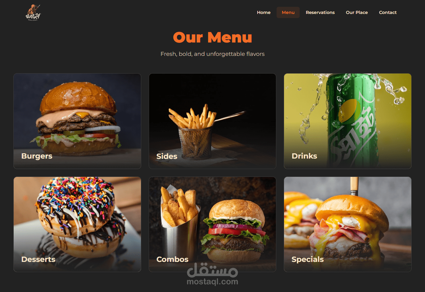تصميم وتطوير موقع مطعم متكامل ( Greezy )