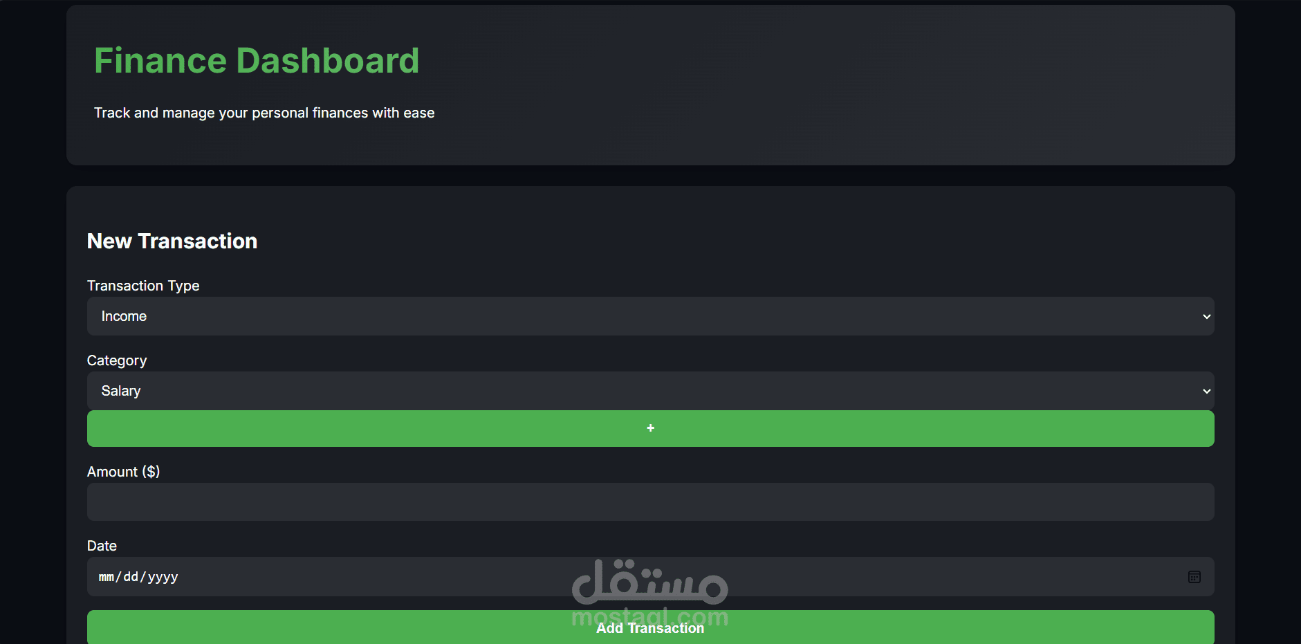 personal finance dashboard