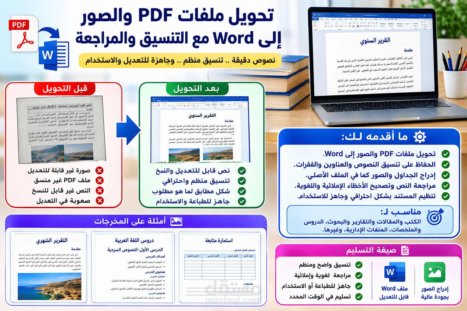 تحويل PDF والصور إلى Word مع التنسيق والمراجعة