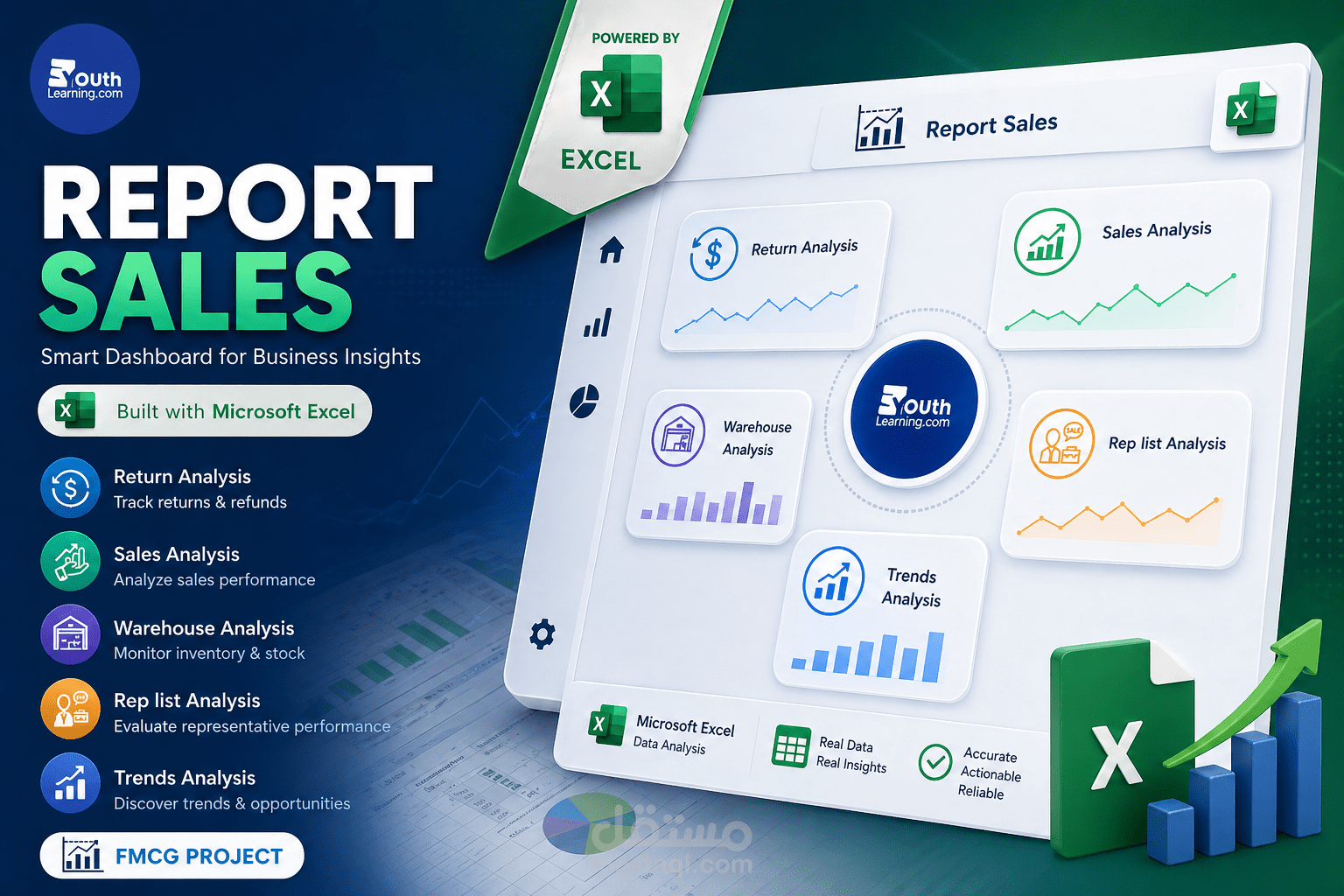 تحليل مبيعات قطاع السلع الاستهلاكية (FMCG) باستخدام Dashboard في Excel
