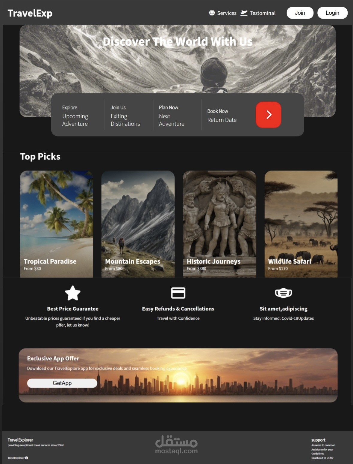 Website for a travel agency