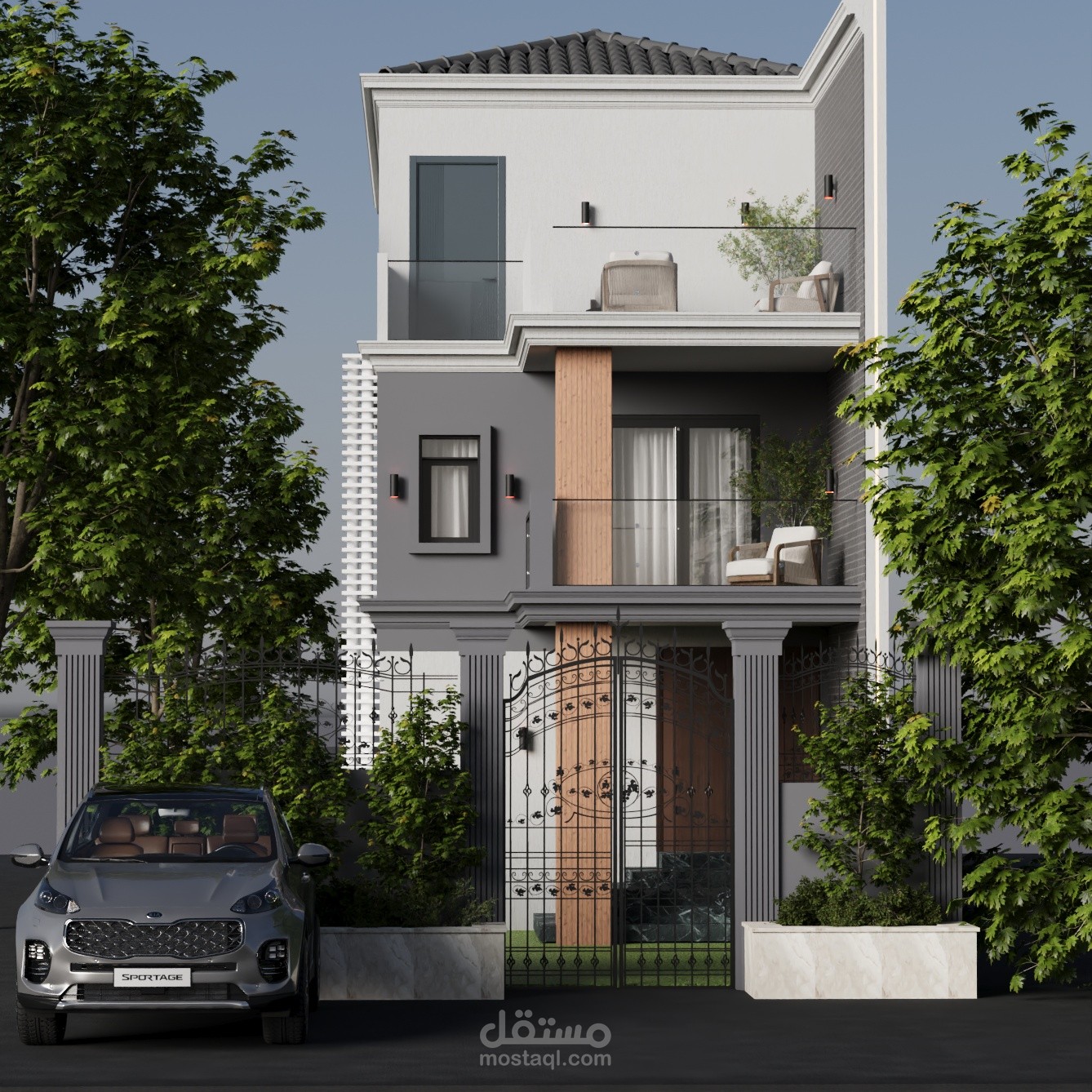 جمال البساطة في واجهة فيلا على الطراز المودرن